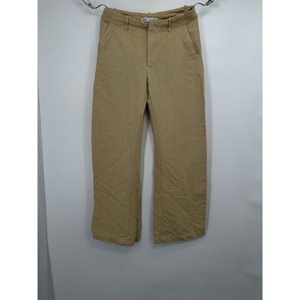 Zara linen blend wide leg dress slacks size small  light  wrinkling look Coastal - Picture 2 of 11